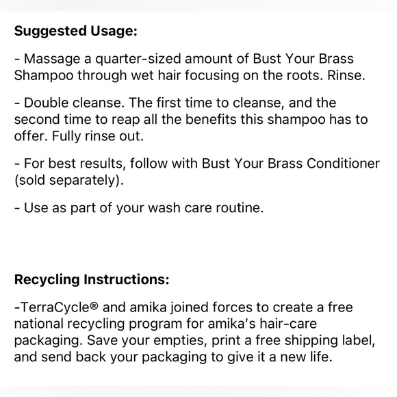 COPY - COPY - AMIKA BUST YOUR BRASS BLONDE PURPLE SHAMPOO - BRAND NEW! - Picture 6 of 6